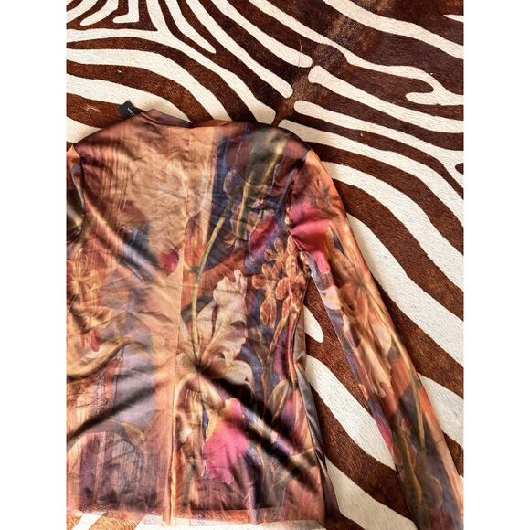 Elana Kattan Mesh Blouse Floral Y2K Boho Large Gautier Style Top - Picture 4 of 6
